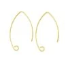 Gold Plated (24k) Marquise Ear Wire(24k Gold Plated Sterling Silver Jewellery Findings Marquise Ear Wire)