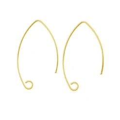 Gold Plated (24k) Marquise Ear Wire(24k Gold Plated Sterling Silver Jewellery Findings Marquise Ear Wire)