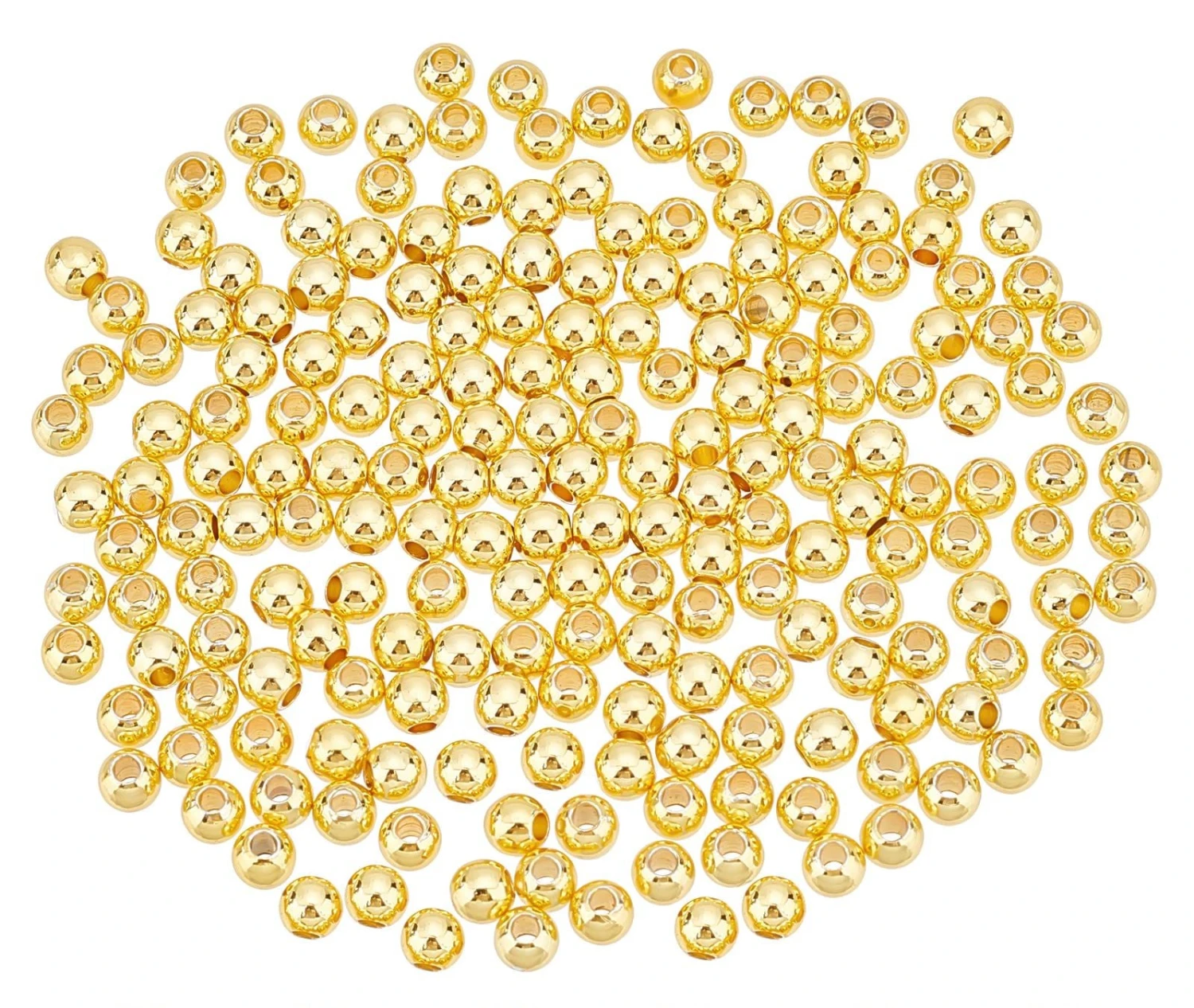 Gold Plated Smooth Round Beads(Gold Plated Round Smooth Beads) 3 Gold Plated Smooth Round Beads(Gold Plated Round Smooth Beads)