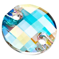 Preciosa Sew On Crystals Chessboard Circle Crystal AB(Preciosa Sew On Chessboard Circle 2 Hole Crystal Ab)