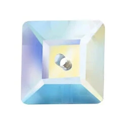 Preciosa Sew On Crystals Loch Square (301) Crystal AB(Preciosa Sew On Loch Square 301 1 Hole Crystal Ab)