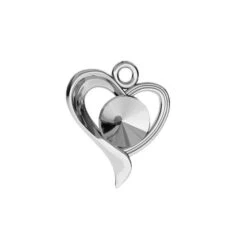 Sterling Silver (925) Heart Rivoli Pendant Setting SS29(Sterling Silver 925 Heart Rivoli Pendant Setting)