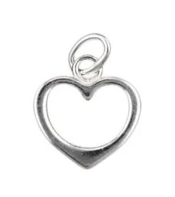 Sterling Silver (925) Open Heart Charm(Sterling Silver 925 Sts Heart Charm Pendants Jewellery Making) -BlueStreak Crystal Shop Sterling Silver 925 Open Heart Charm 2