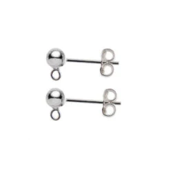 Sterling Silver (925) Post & Scroll Earwires(Sterling Silver 925 Sts Ball And Open Loop 3mm Post And Scroll Ear Posts)