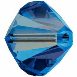 Swarovski Crystal Beads Bicone (5328) Capri Blue AB(Swarovski 5328 Bicone Beads Capri Blue Ab) -BlueStreak Crystal Shop Swarovski Crystal Beads Bicone 5328 Capri Blue AB 2 1
