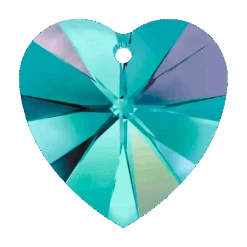 Swarovski Pendants Xilion Heart (6228) Blue Zircon AB(Swarovski 6228 Xilion Heart Pendants Blue Zircon Ab)